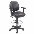 Interion By Global Industrial Interion Leather Task Stool with Arms, 360 Degree Footrest, Black 506755